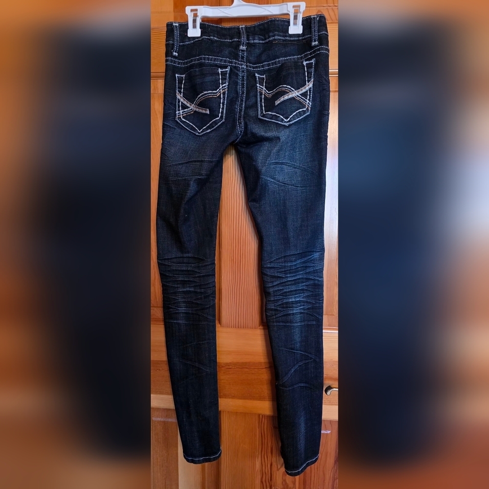 Vintage Zana Di Distressed Dark Wash 3 Long Skinny Jeans - Picture 3 of 6